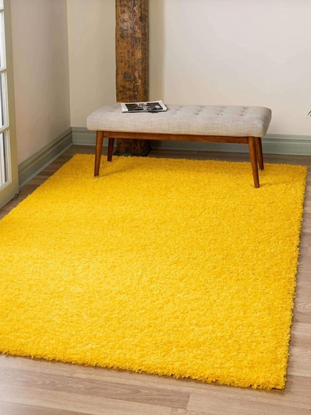

Samjeeda Handloom carpets Red Geometric Anti-Skid Woollen Carpet
