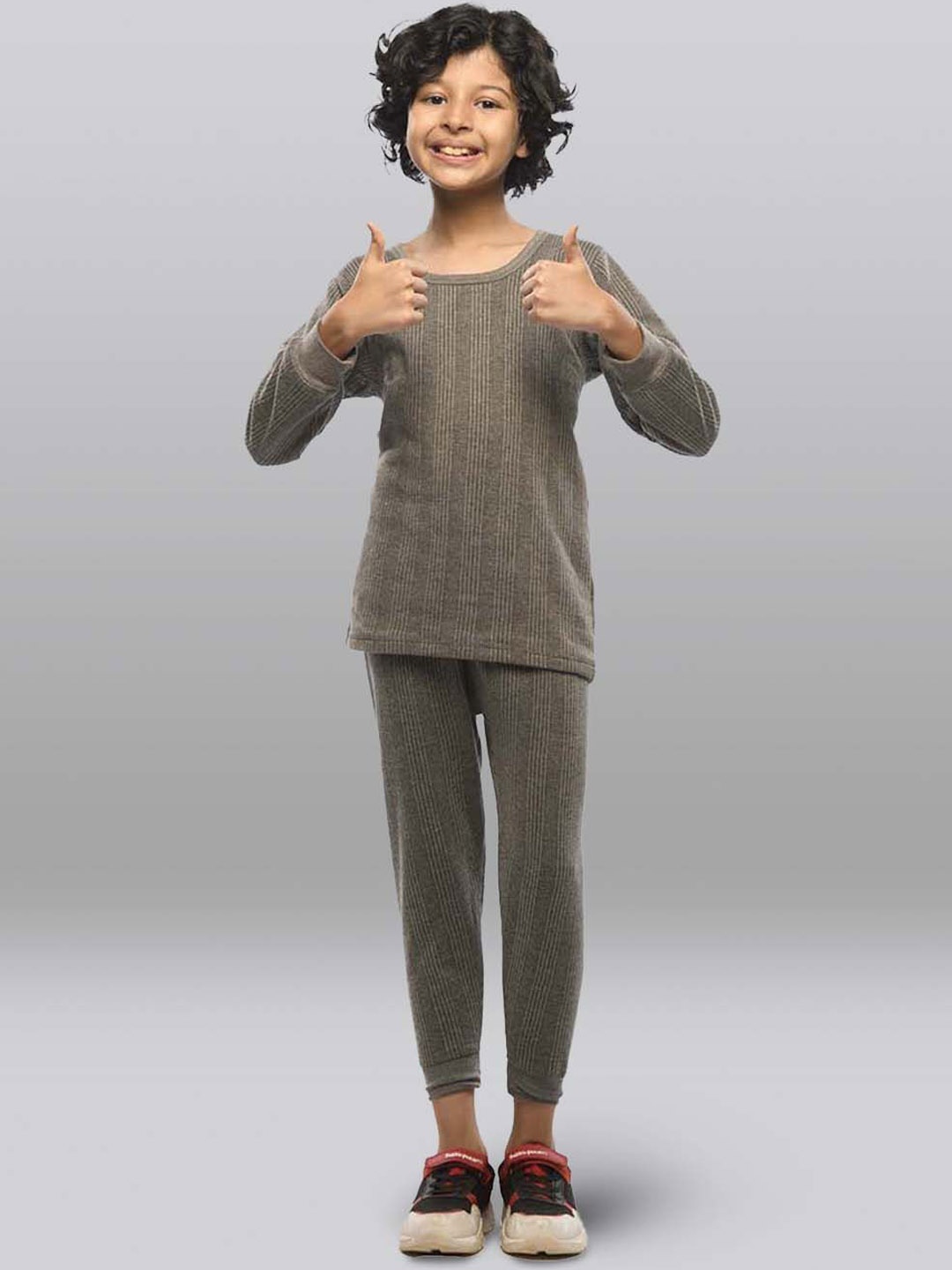

INFERNO Girls Cotton Thermal Top & Bottom Set, Charcoal