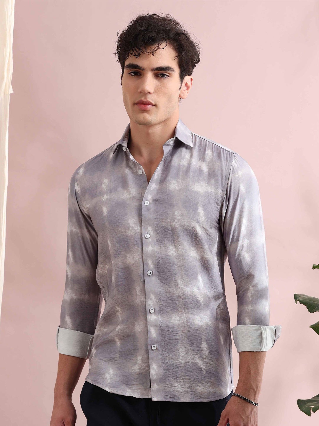 

HOUSE OF MAHNOTS Men Classic Opaque Printed Casual Shirt, Grey