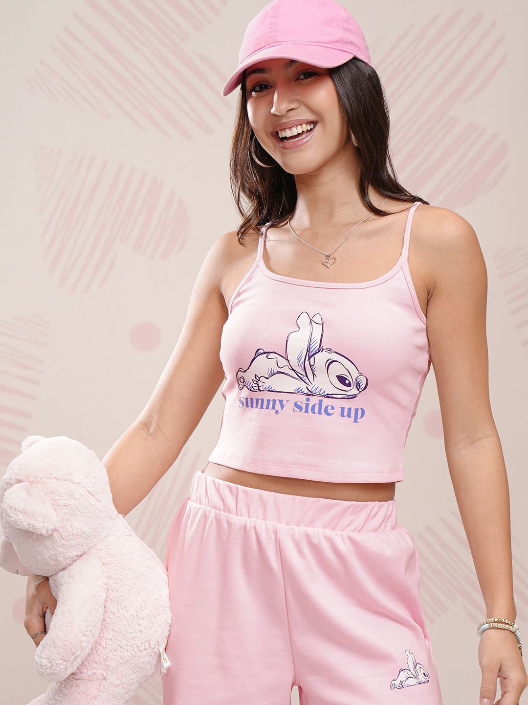 

Tokyo Talkies Printed Sleeveless Top With Shorts, Pink