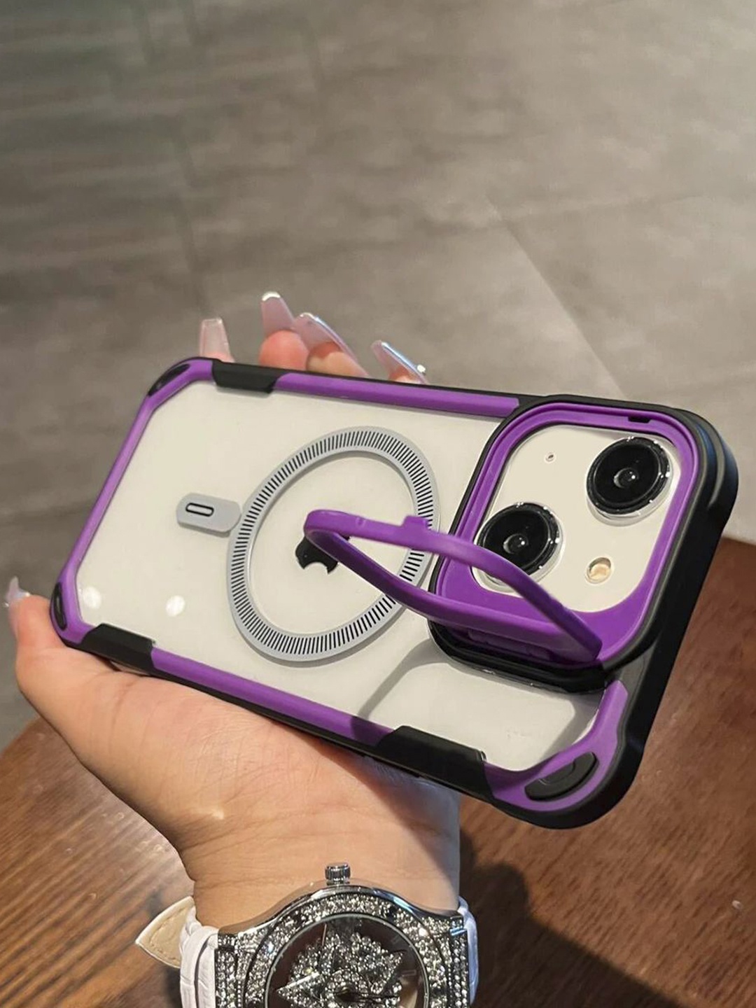 

Luxury Kase Solid Printed iPhone 15 Back Case Mobile Accessories, Purple
