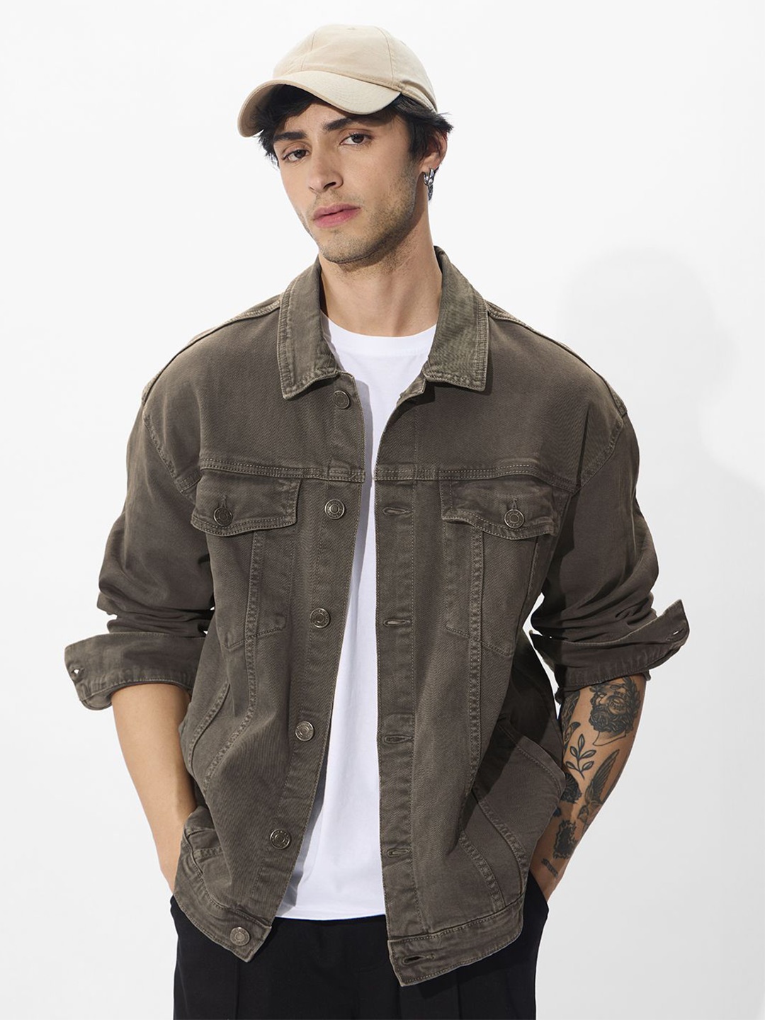 

The Souled Store Men Lightweight Open Front Jacket, Grey