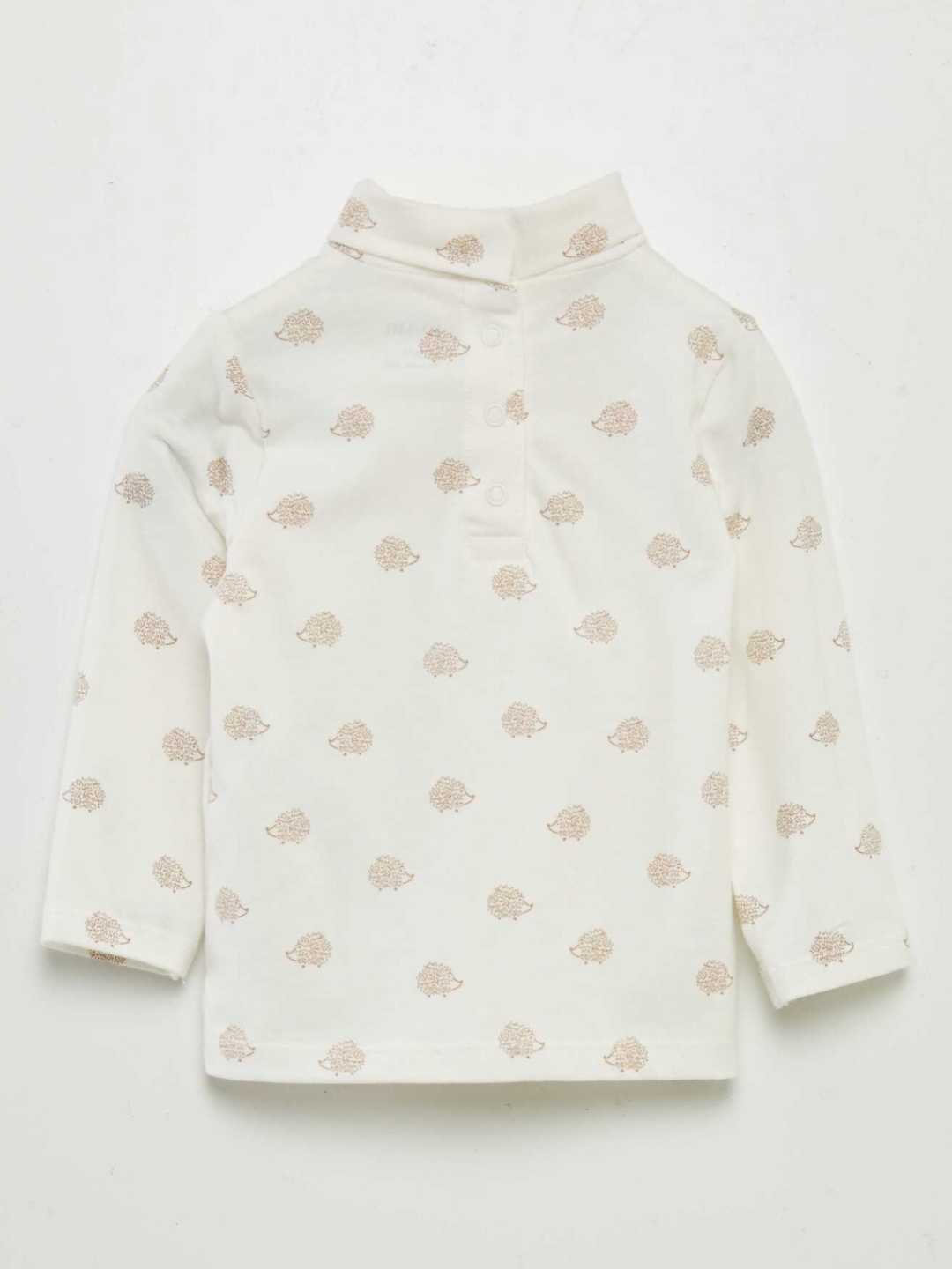 

KIABI Boys Conversational Printed High Neck Cotton T-shirt, Cream