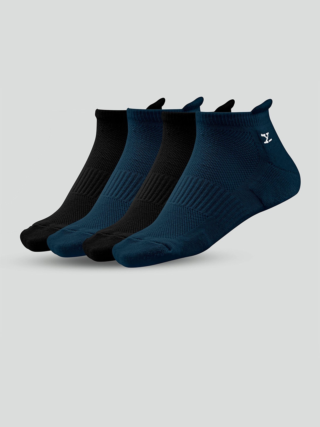 

XYXX Men Pack Of 4 Cotton Ankle-Length Socks, Blue