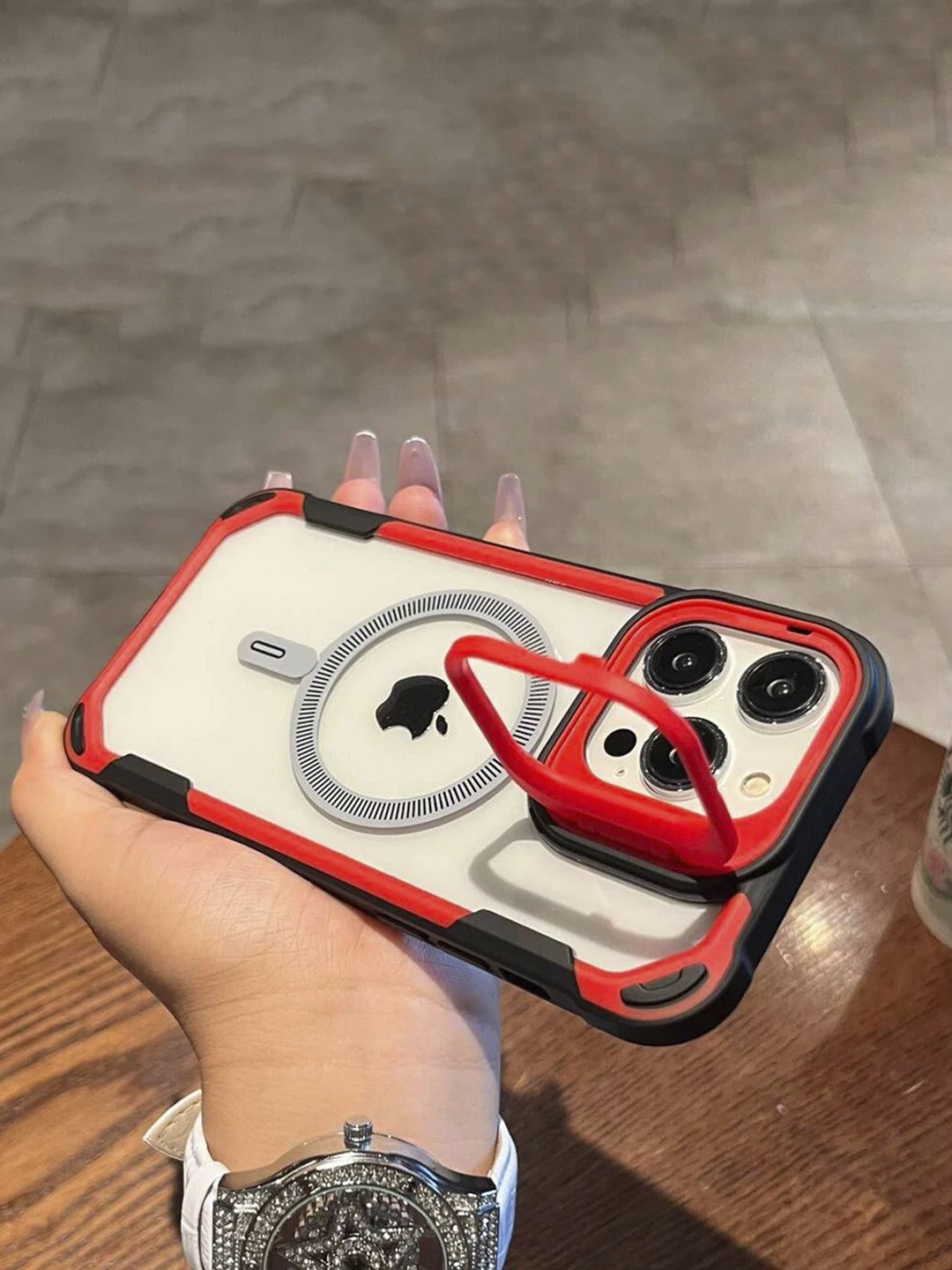 

Luxury Kase Solid Printed iPhone 13 Pro Max Back Case Mobile Accessories, Red