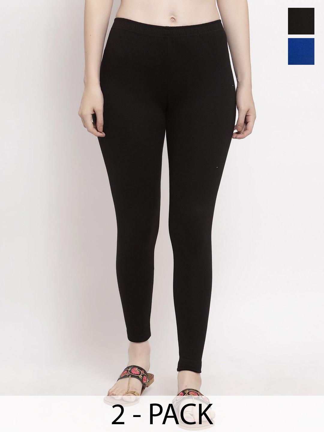 

Trend Level Women Pack of 2 Mid-Rise Ankle Length Leggings, Black