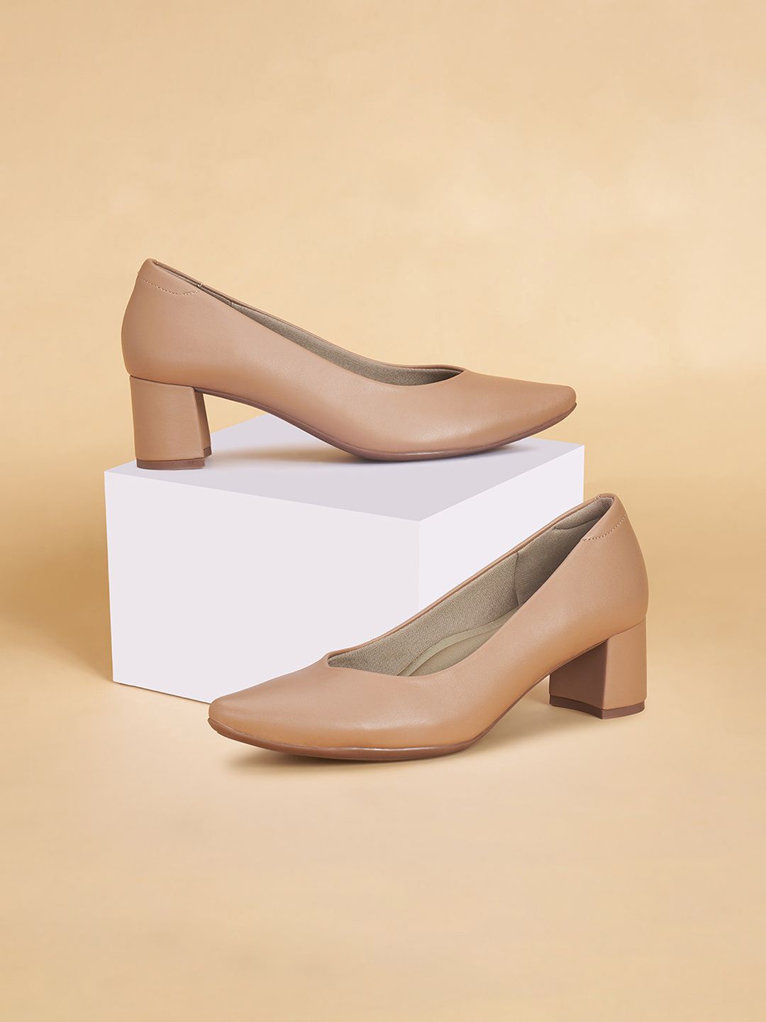 

Forever Glam by Pantaloons Women PU Work Block Pumps, Tan