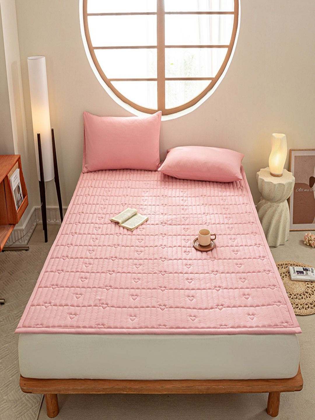 

JC HOME Pink Ethnic Motifs 160 TC Single Bedsheet with 1 Pillow Covers