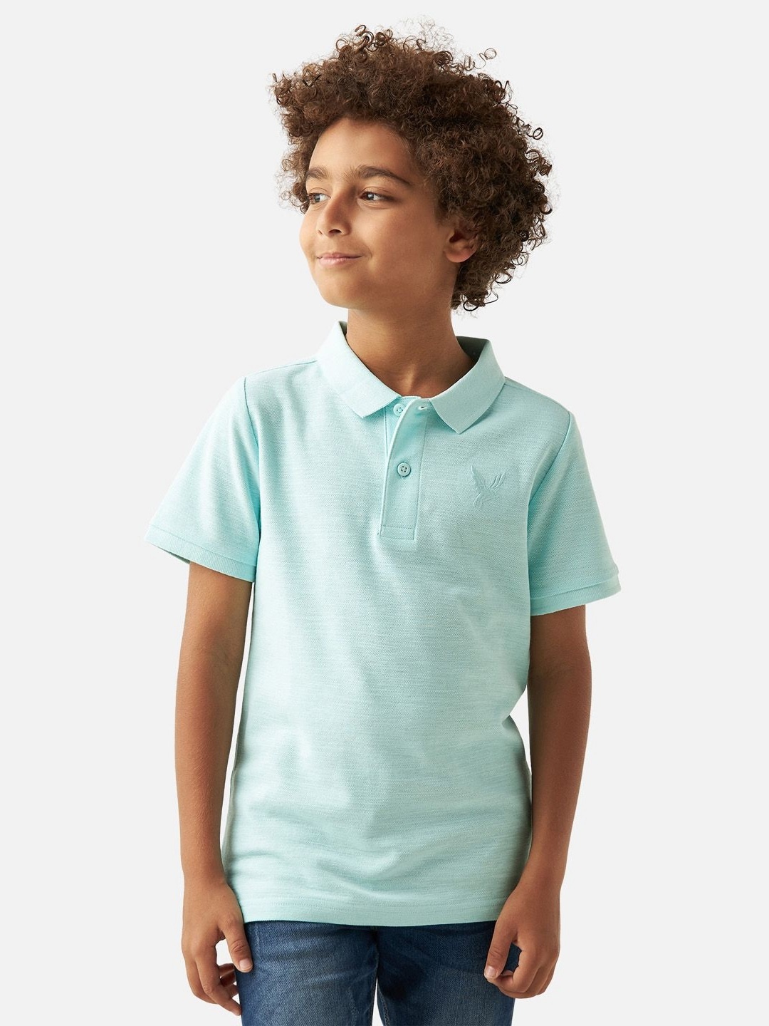 

Juniors by Babyshop Boys Solid Polo Collar Cotton T-shirt, Sea green