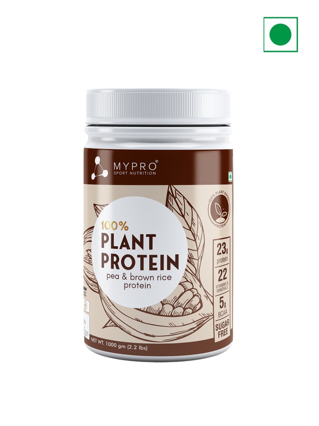 

Mypro Sport Nutrition 100% Plant Protein Powder - 1000 g -Mango, Brown