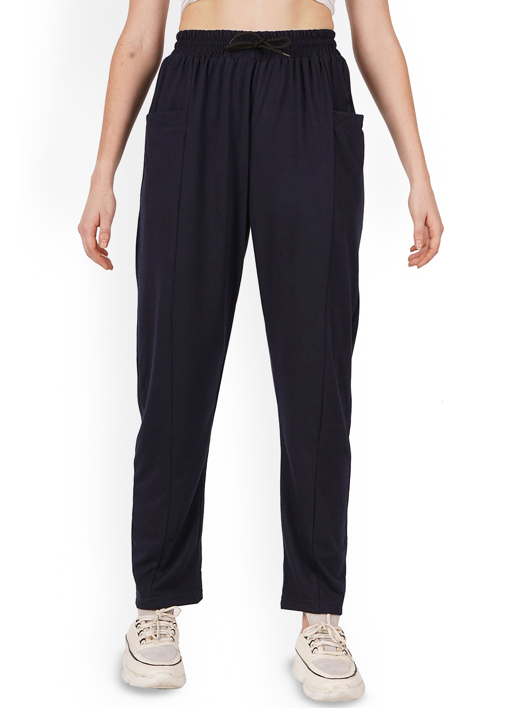 

Fashionable Women Cotton Mid-Rise Cotton Track Pants, Navy blue