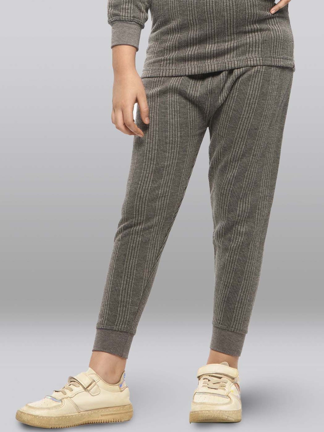 

INFERNO Girls Cotton Ribbed Mid-Rise Thermal Bottoms, Charcoal
