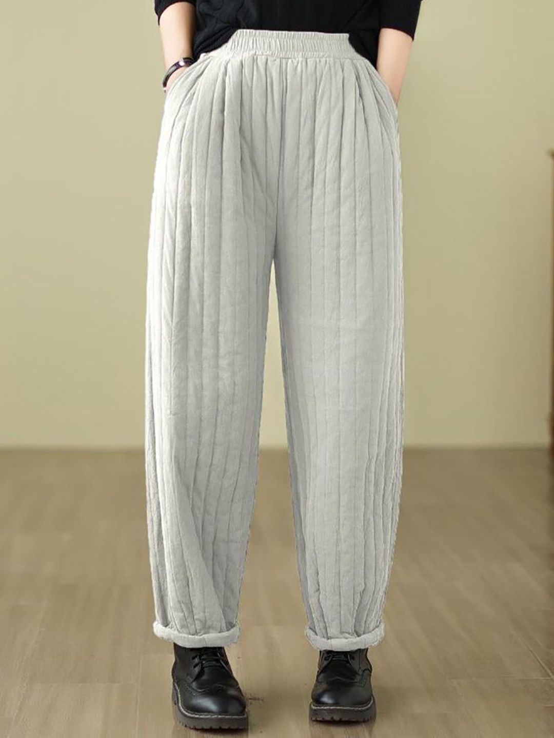 

StyleCast x Revolte Women Easy Wash Pleated Regular Trousers, Off white