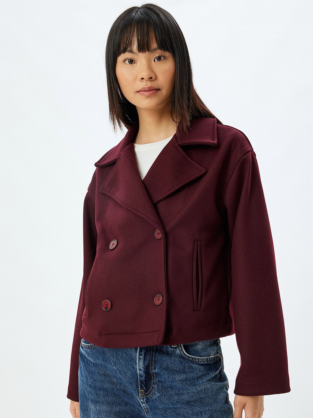 

Koton Women Woven Jacket, Maroon