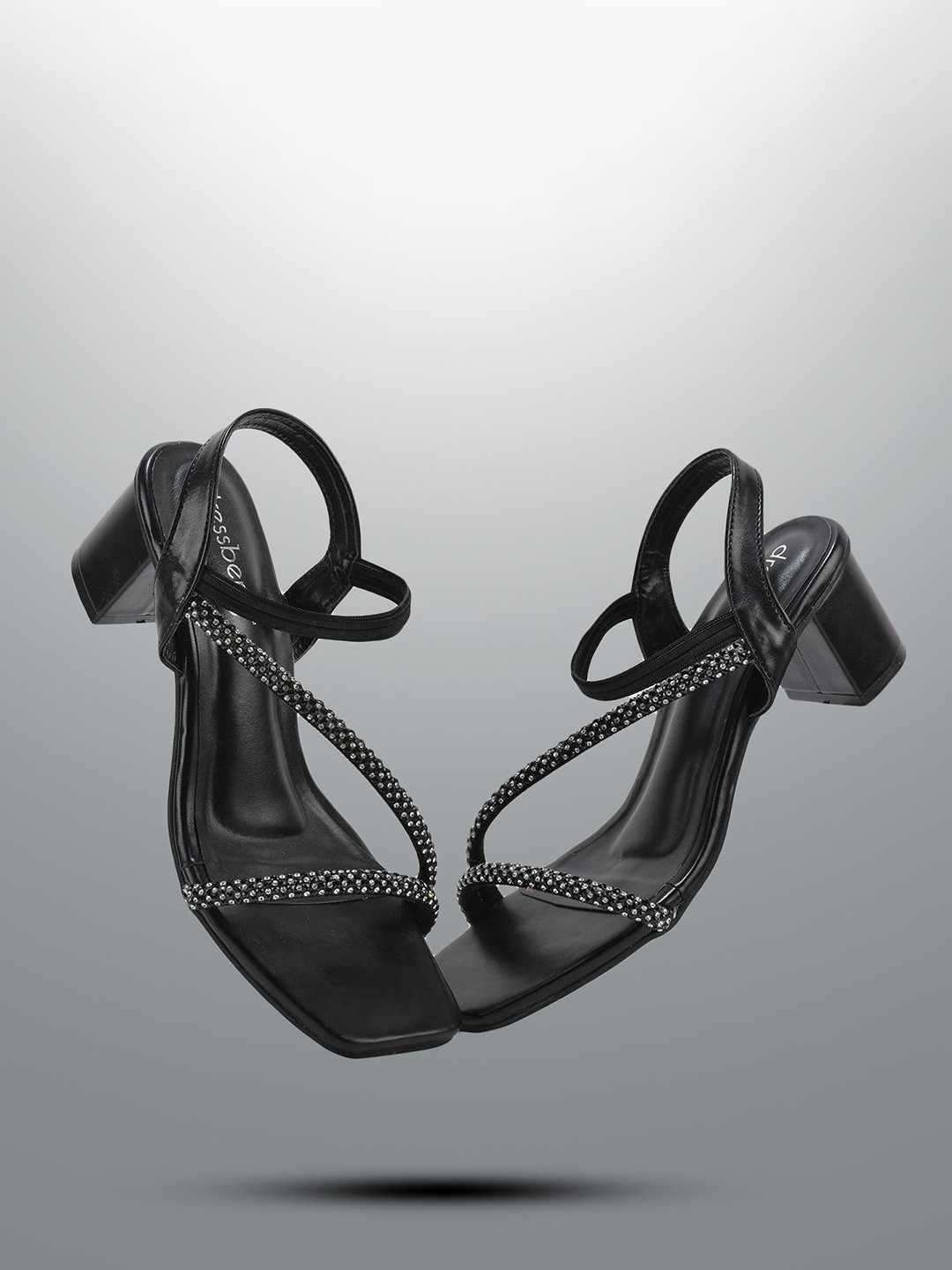 

DressBerry Women Embellished Party Block Sandals, Black
