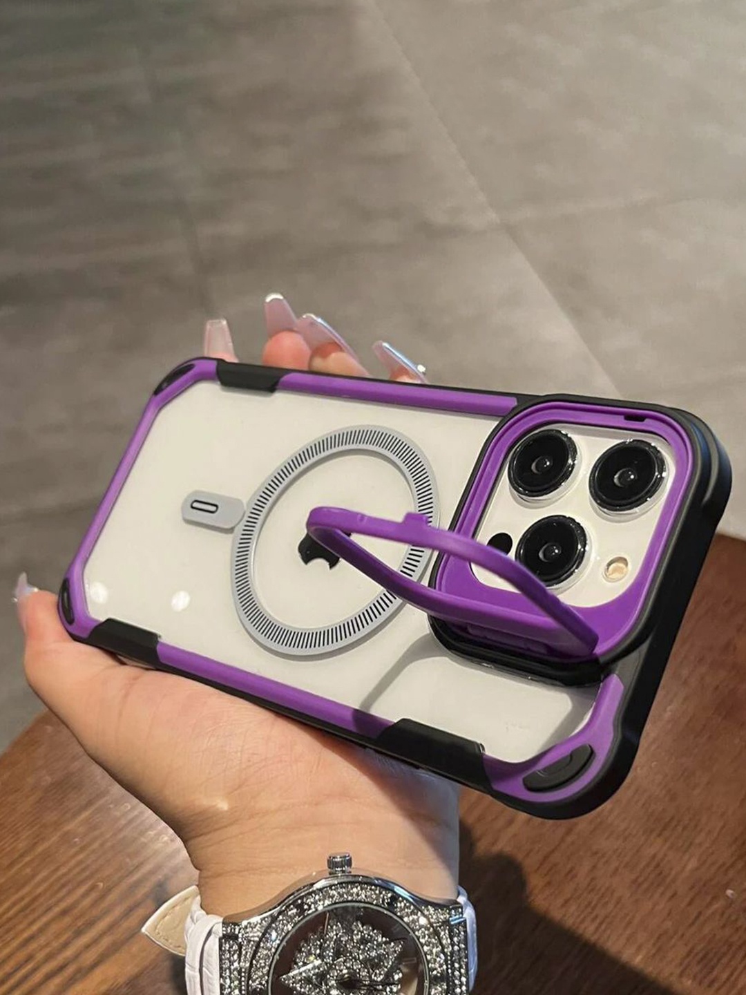 

Luxury Kase Solid Printed iPhone 13 Pro Max Back Case Mobile Accessories, Purple