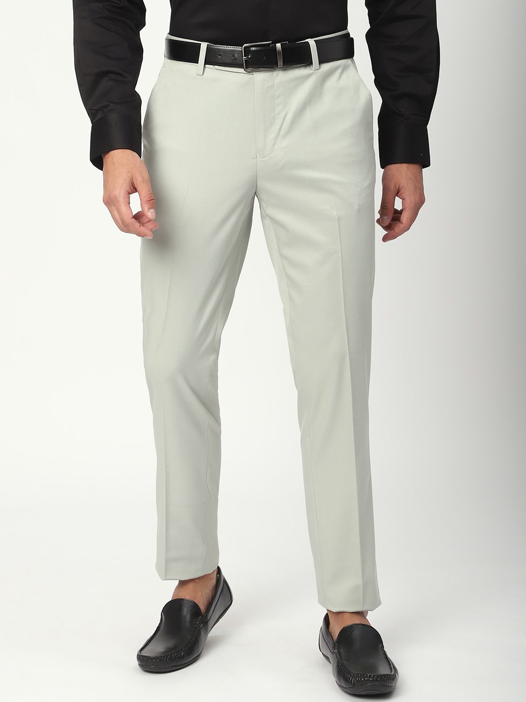 

R&B Men Mid-Rise Regular Fit Formal Trousers, Green