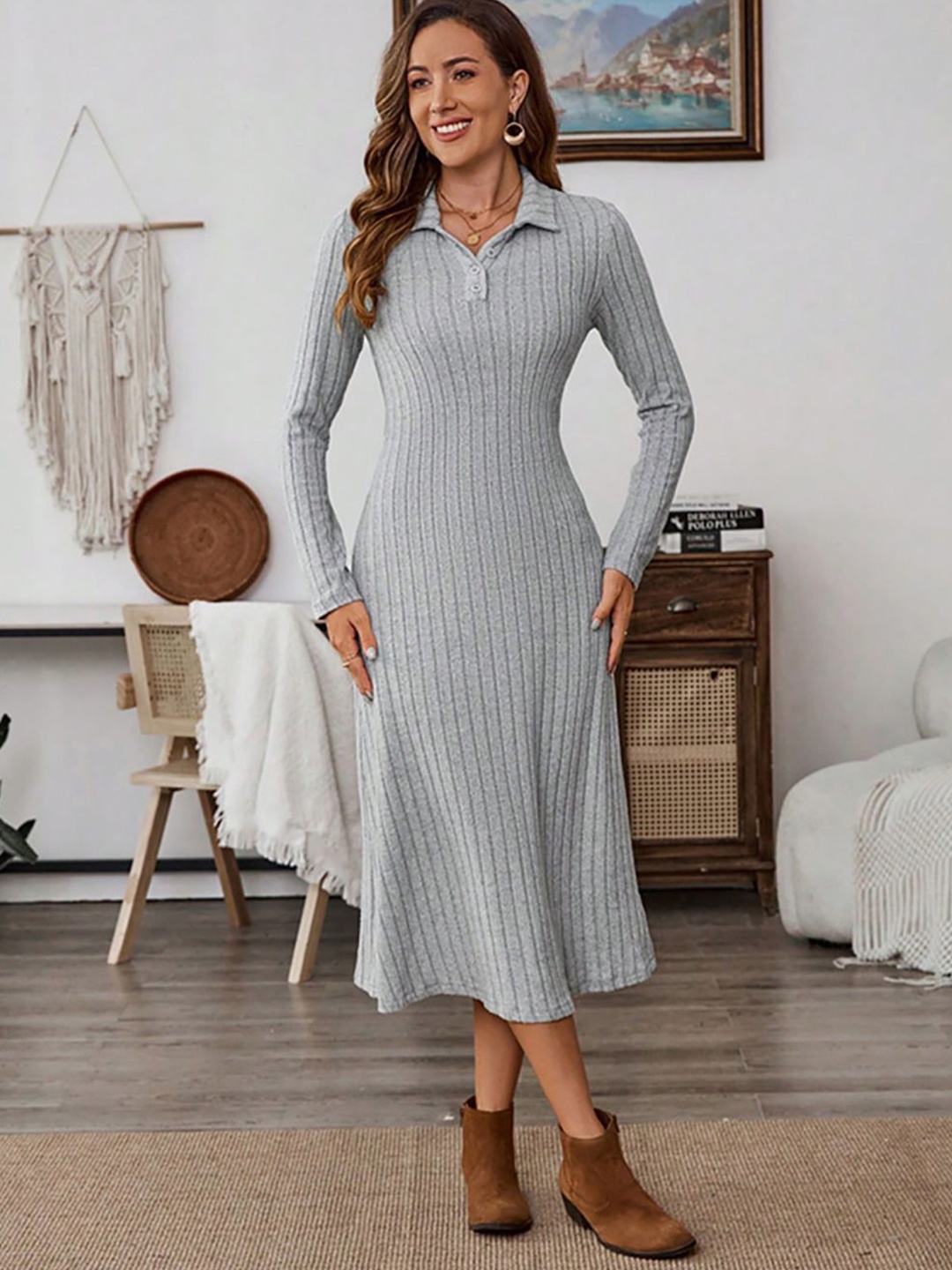 

StyleCast x Revolte Women Sweater Midi Dress, Grey