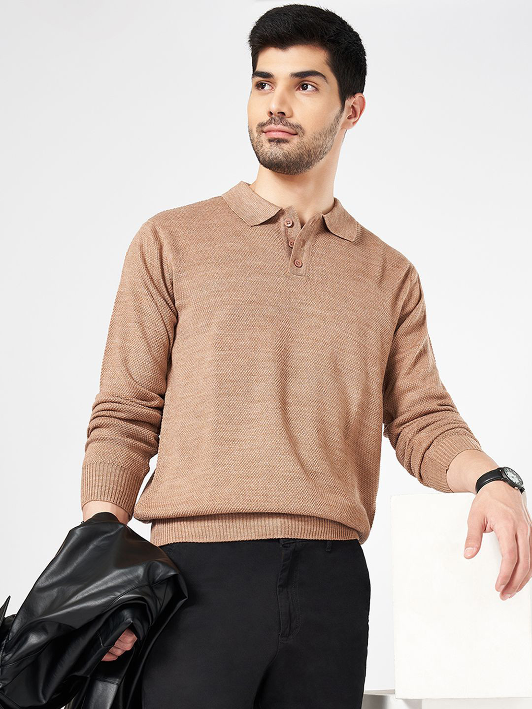 

BYFORD by Pantaloons Men Long Sleeves Pullover Sweater, Beige