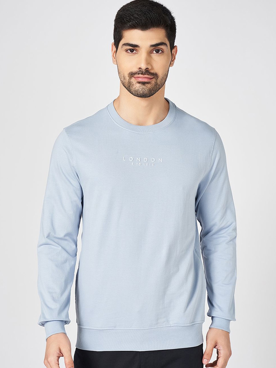 

BYFORD by Pantaloons Men Cotton Long Sleeves Sweatshirt, Blue