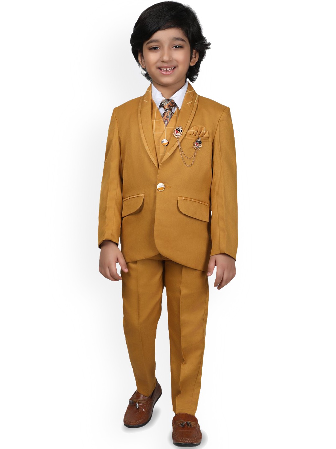 

BAESD Boys Single Breasted Five Piece Suits, Mustard
