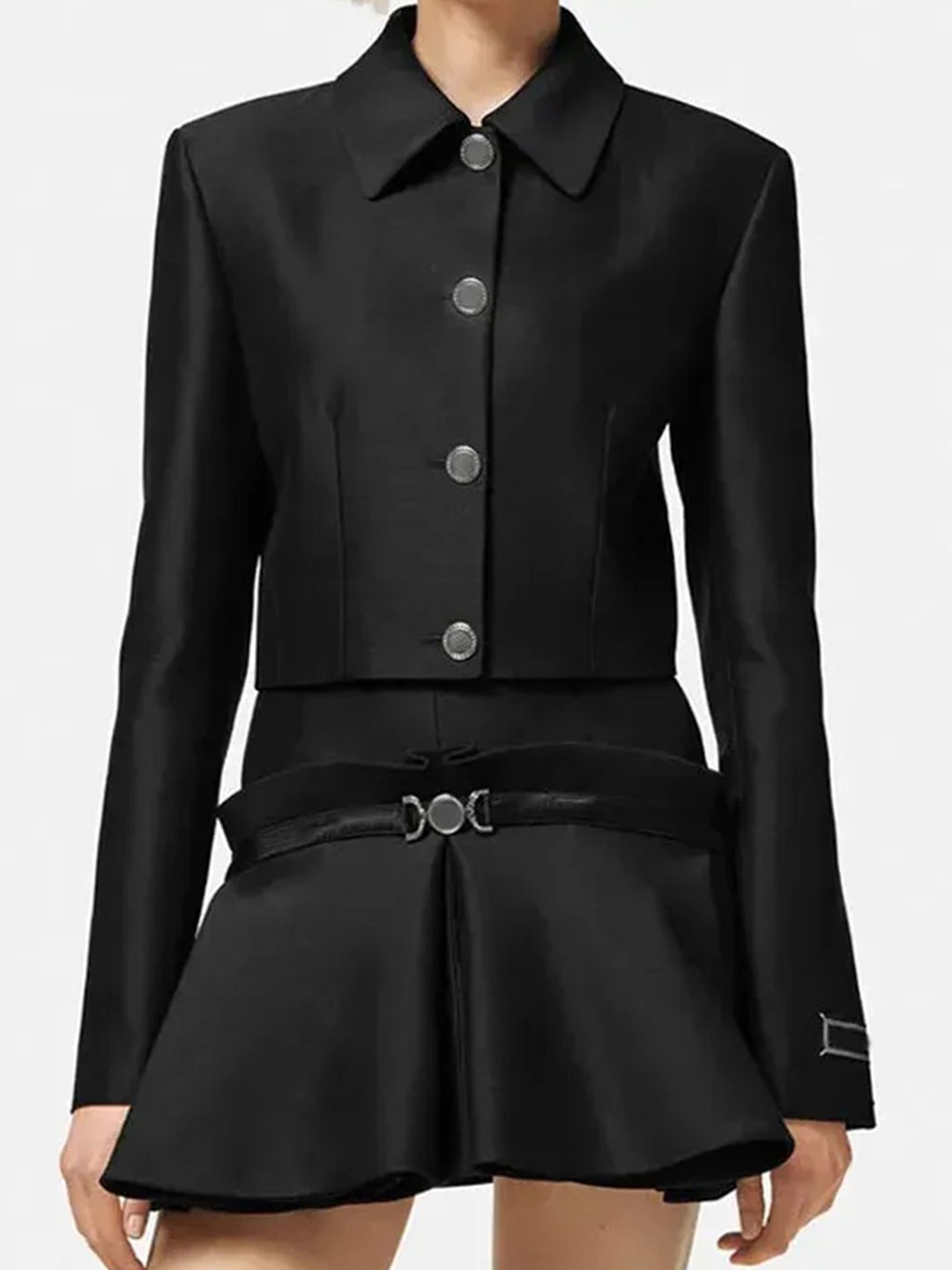 

LULU & SKY Women Spread Collar Solid Casual Tailored Jacket, Black