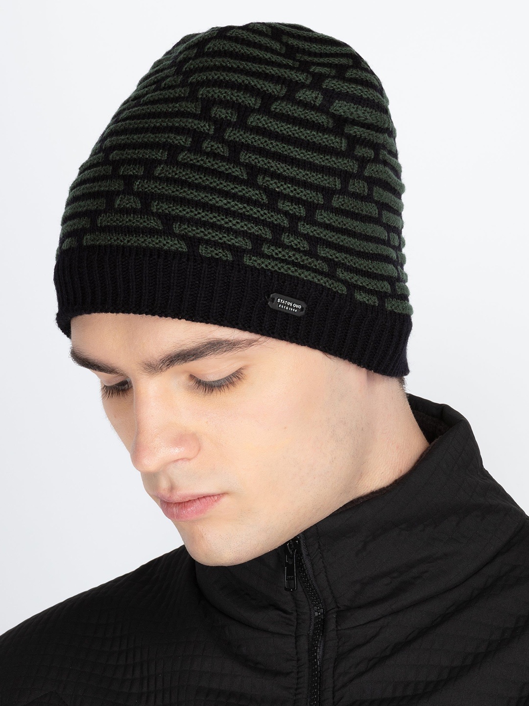 

Status Quo Men Self Design Beanie, Green