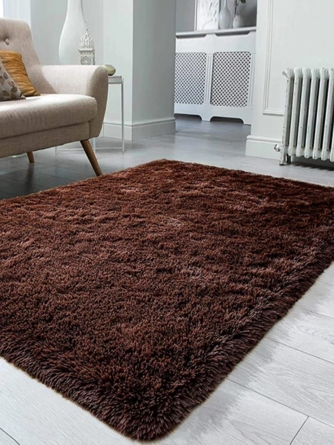 

Samjeeda Handloom carpets Red Geometric Anti-Skid Woollen Carpet