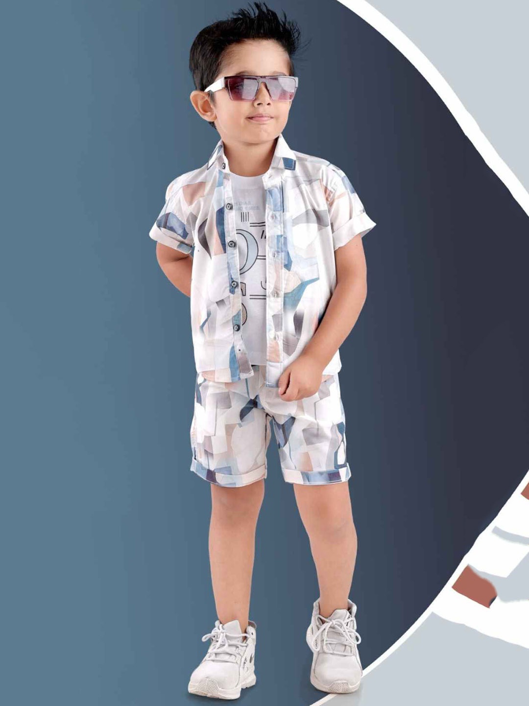 

Lagorii Boys Printed Pure Cotton Shirt and Short, Brown