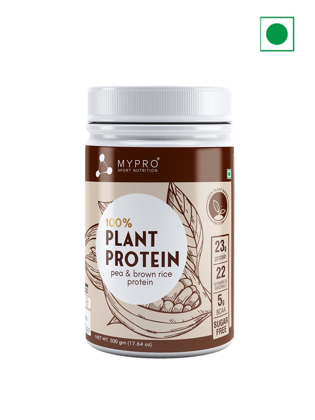 

Mypro Sport Nutrition 5g Bcaa Plant Protein Powder - 500 g, Brown