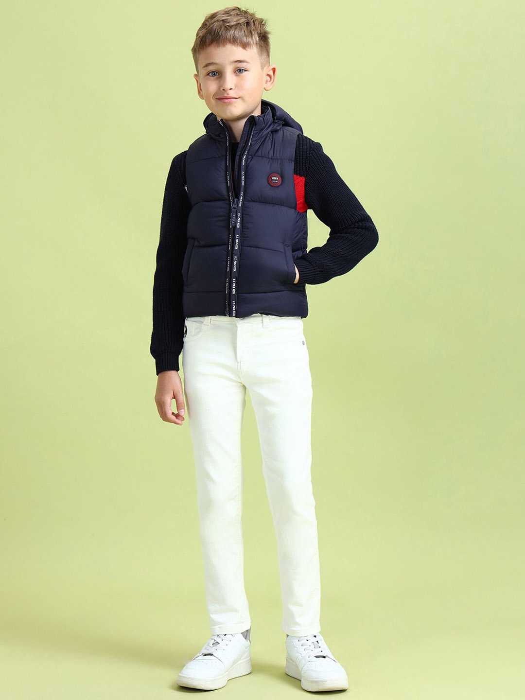 

U.S. Polo Assn. Kids Boys Brand Logo Polyester Padded Jacket, Blue