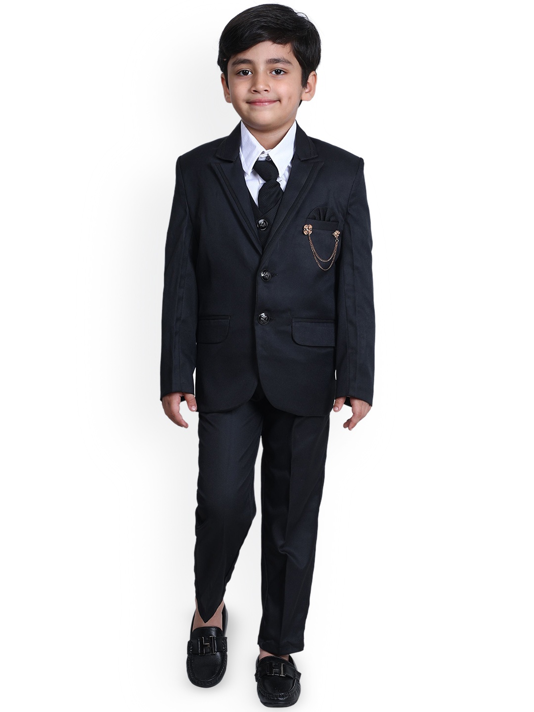 

BAESD Boys Single-Breasted Four-Piece Suits With Tie, Black