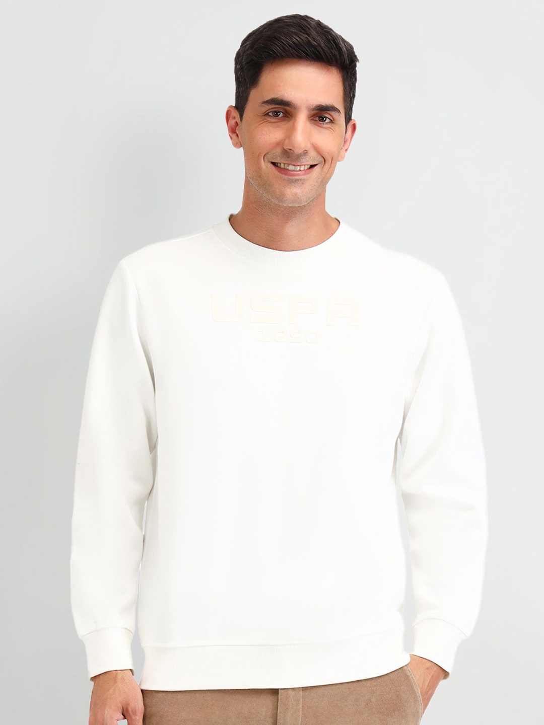 

U.S. Polo Assn. Denim Co. Men Cotton Printed Pullover Sweatshirt, White