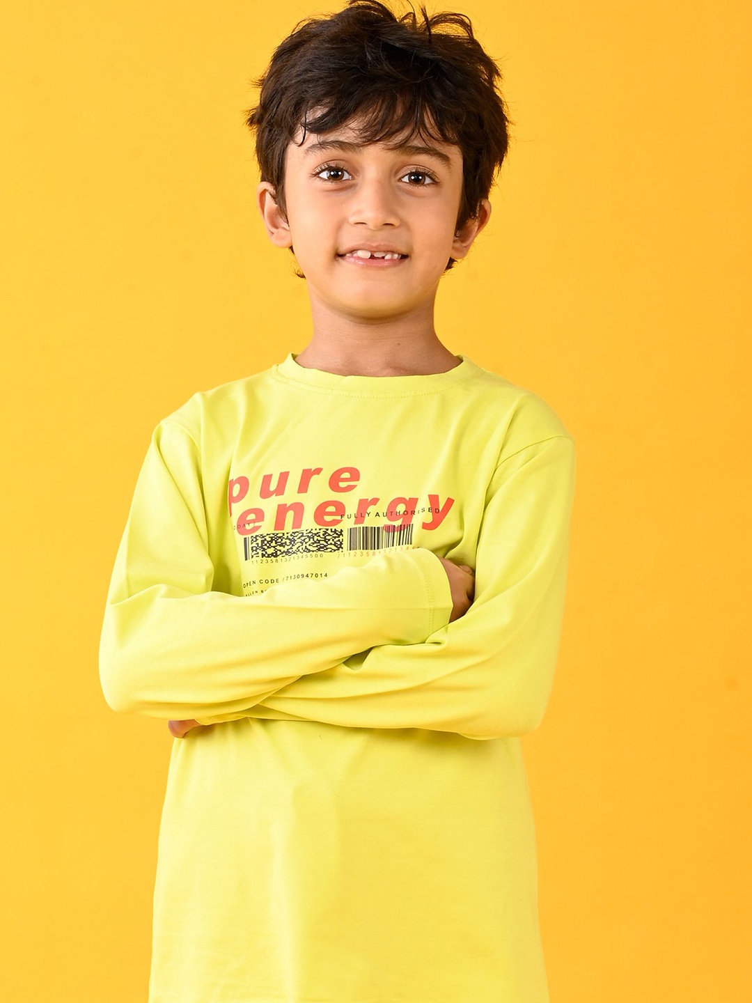 

Anthrilo Boys Typography Printed Round Neck Cotton T-shirt, Lime green