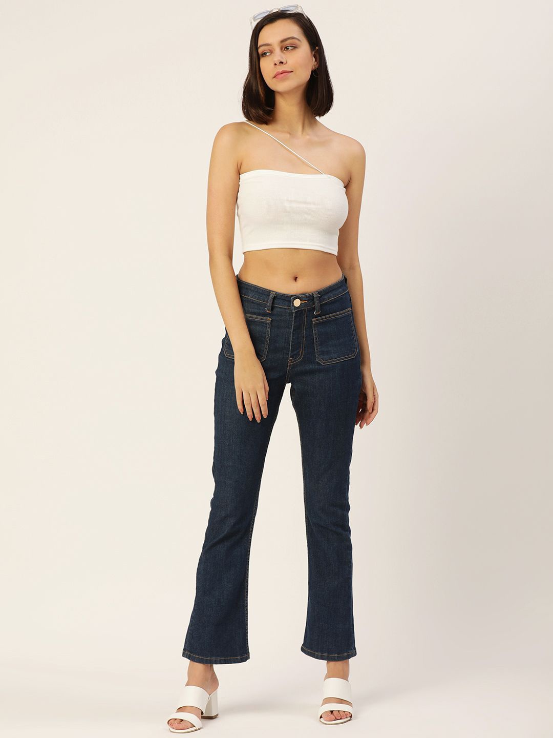 

SHECZZAR One Shoulder Crop Top, White