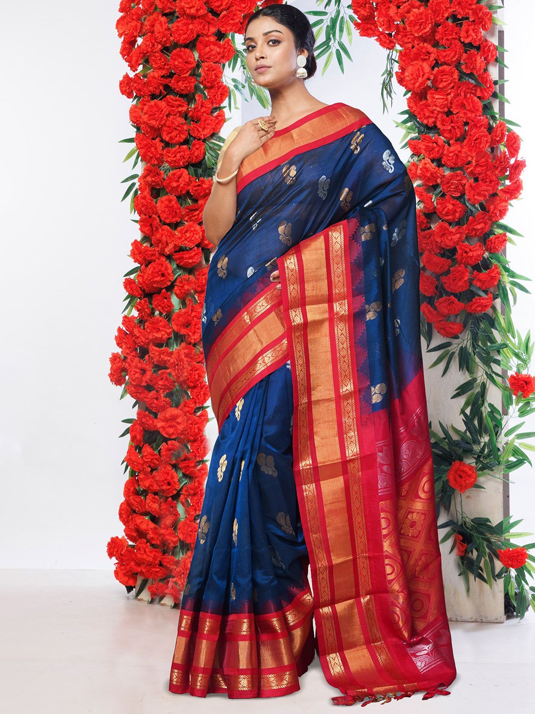 

Unnati Silks Woven Design Pure Silk Handloom Kanjeevaram Saree, Green