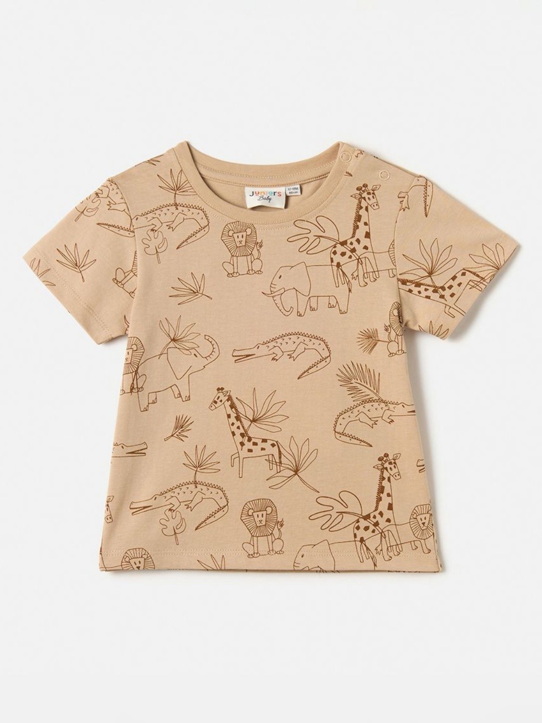 

Juniors by Babyshop Boys Conversational Printed Round Neck Cotton T-shirt, Beige