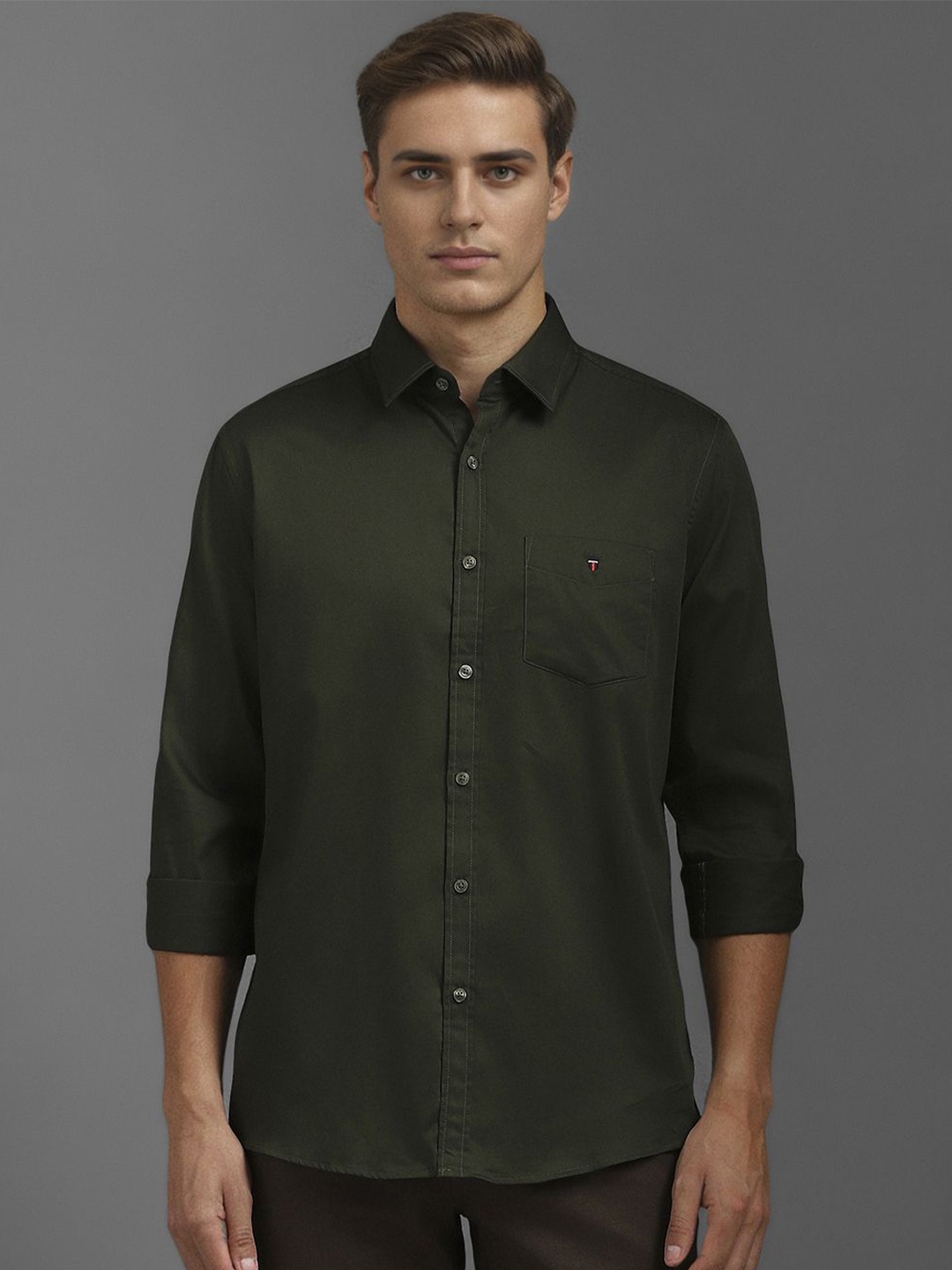 

Louis Philippe Sport Men Slim Fit Opaque Casual Shirt, Green