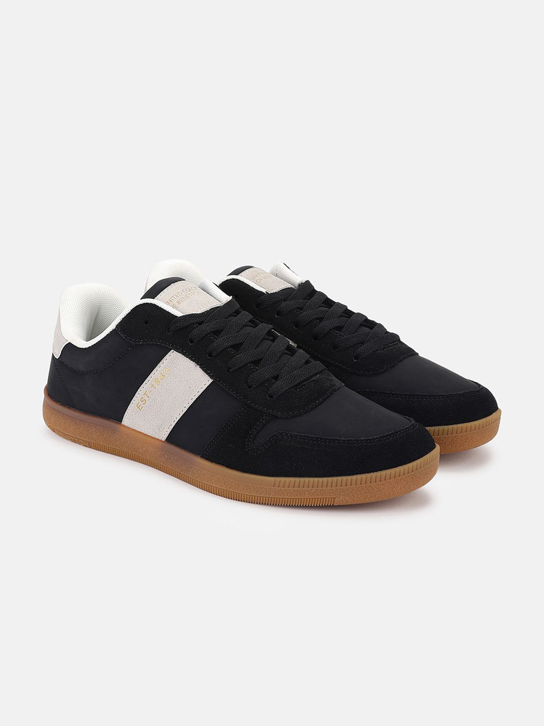 

United Colors of Benetton Men Colourblocked PU Lace-Ups Sneakers, Black