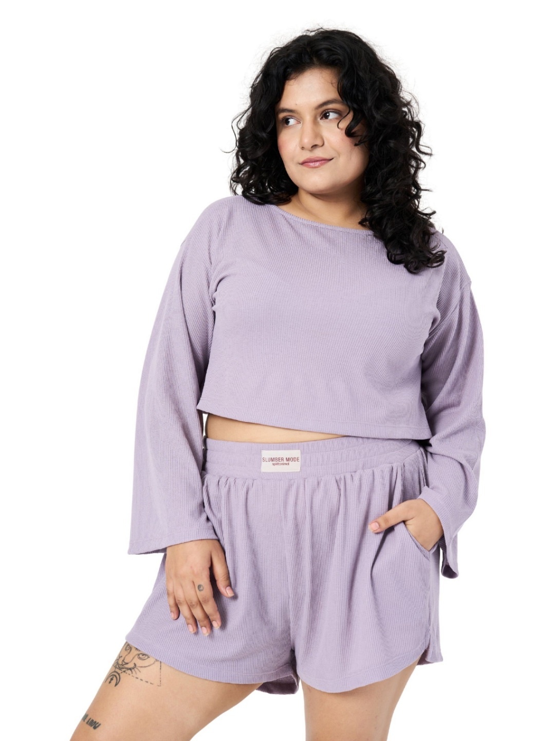 

SPIRIT ANIMAL Women Plus Size Solid Round Neck Crop T-shirt, Lavender