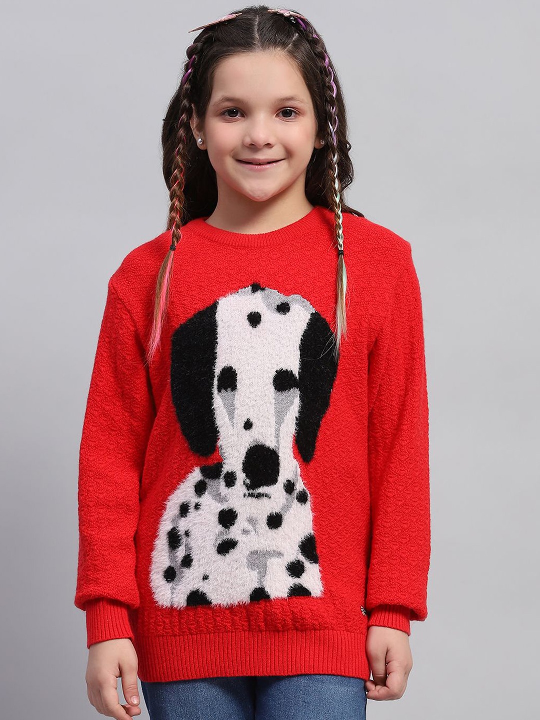 

Monte Carlo Girls Woollen Round Neck Full Sleeve Top, Red