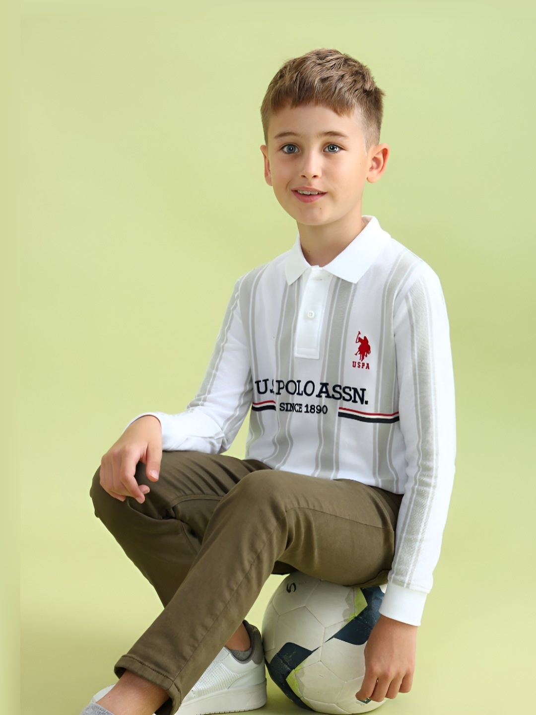 

U.S. Polo Assn. Kids Boys Graphic Printed Polo Collar Cotton T-shirt, White