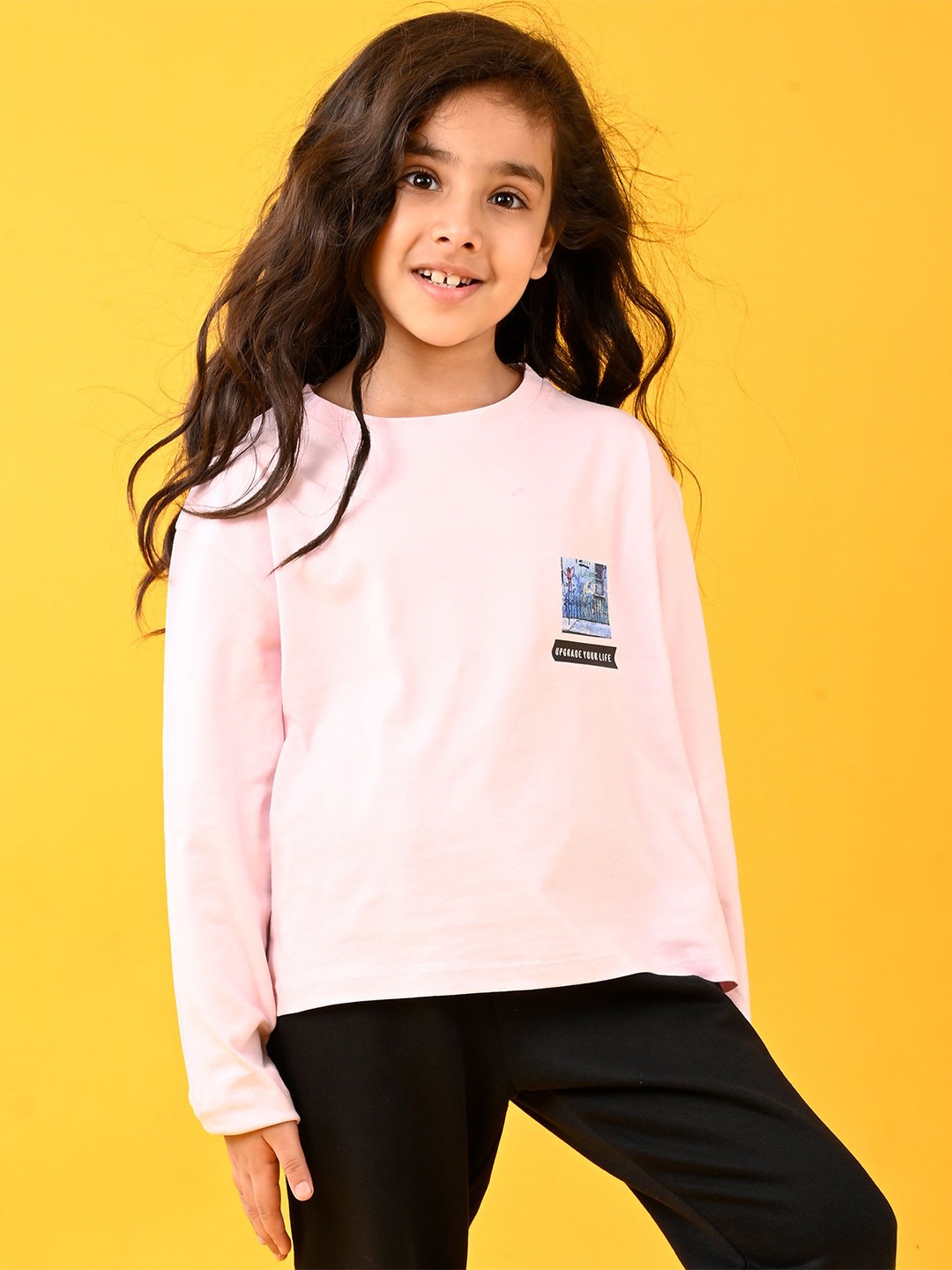 

Anthrilo Girls Solid Round Neck Cotton T-shirt, Pink