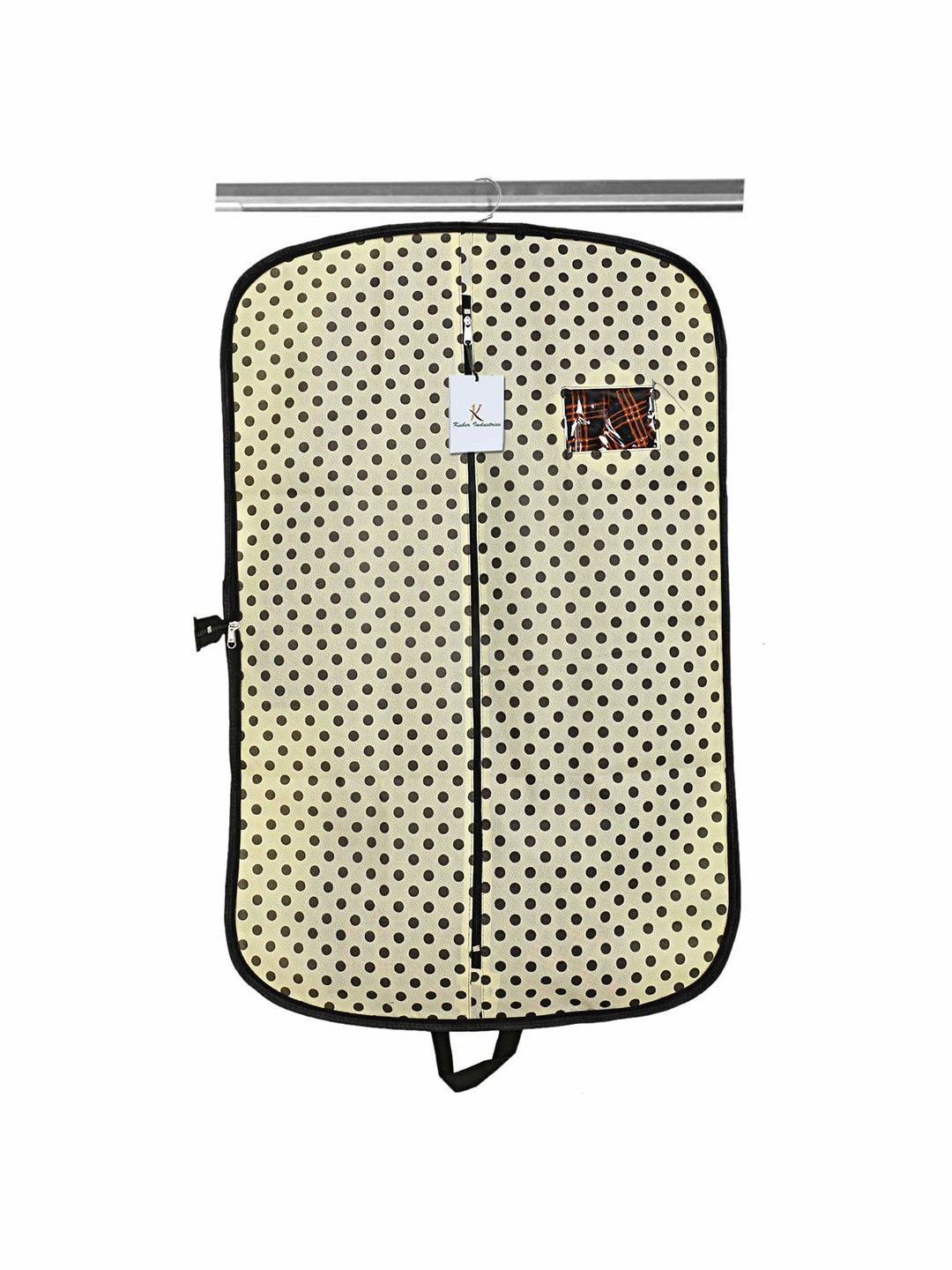 

Kuber Industries Cream-Coloured & Black Polka Dots Printed Foldable Suit Organiser