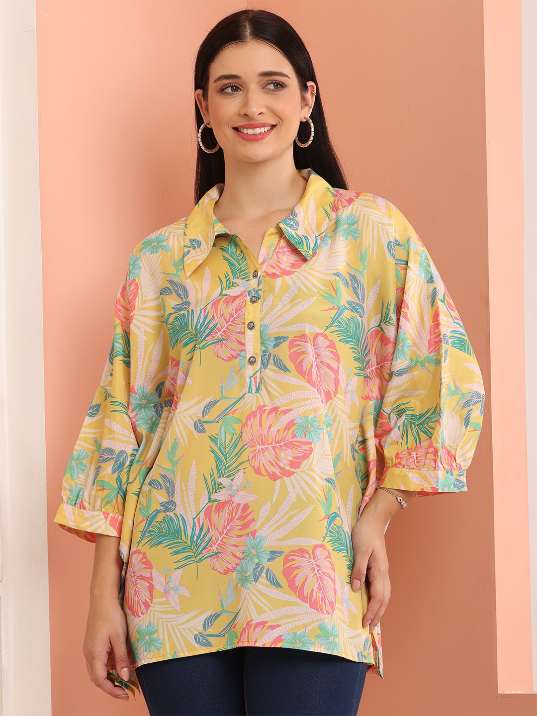 

DEBONATELLA Women Tropical Printed Shirt Style Top, Assorted