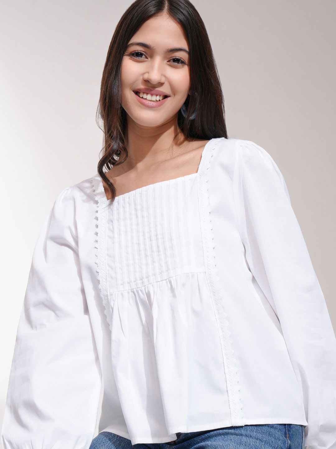 

Tokyo Talkies Women Cotton Peplum Top, White