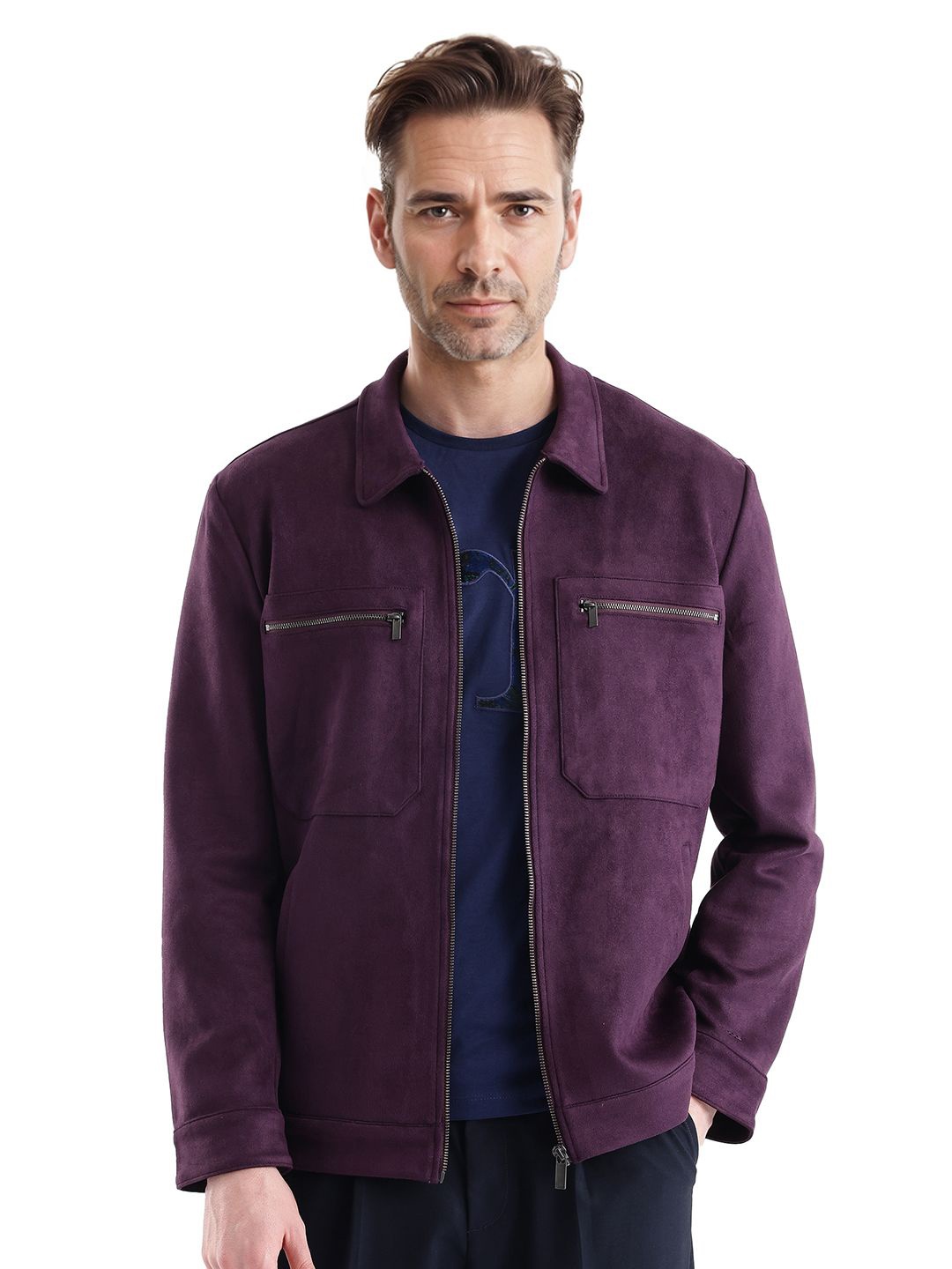 

RARE RABBIT Men Cotton Tailored Jacket, Purple