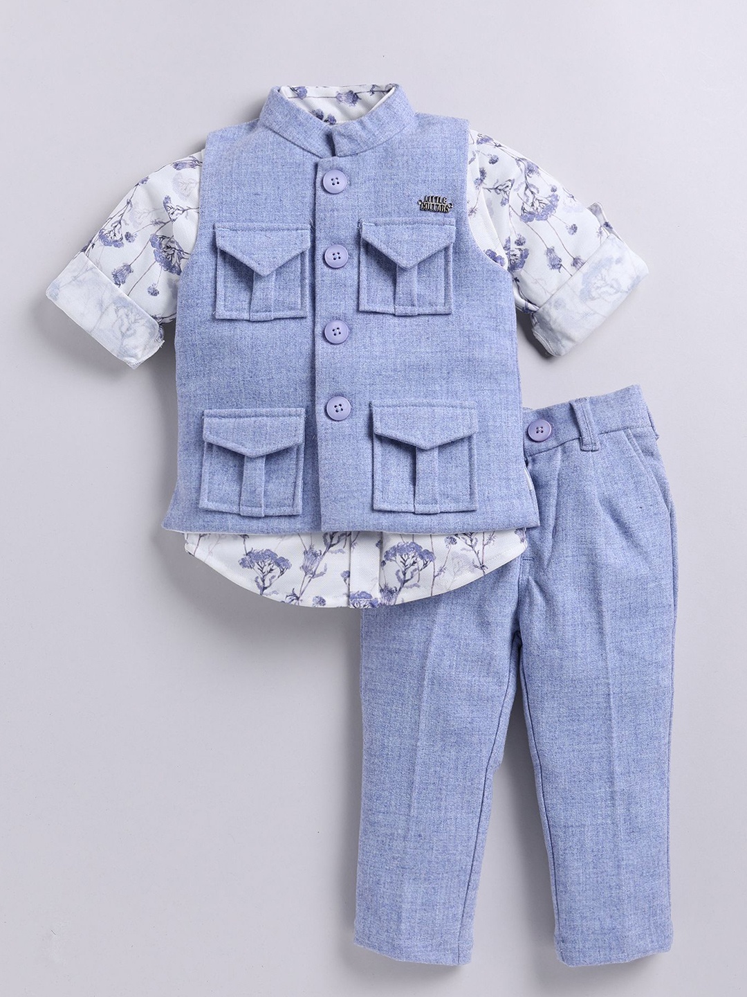 

LITTLE COLLARS Boys Shirt with Trousers & Waistcoat, Blue
