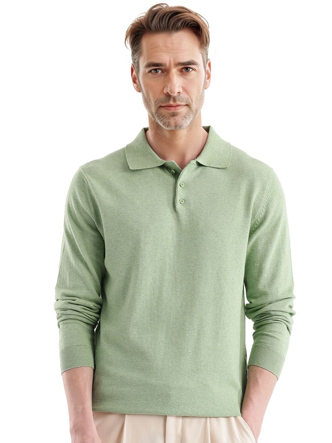 

RARE RABBIT Men Solid Polo Collar Cotton T-shirt, Green