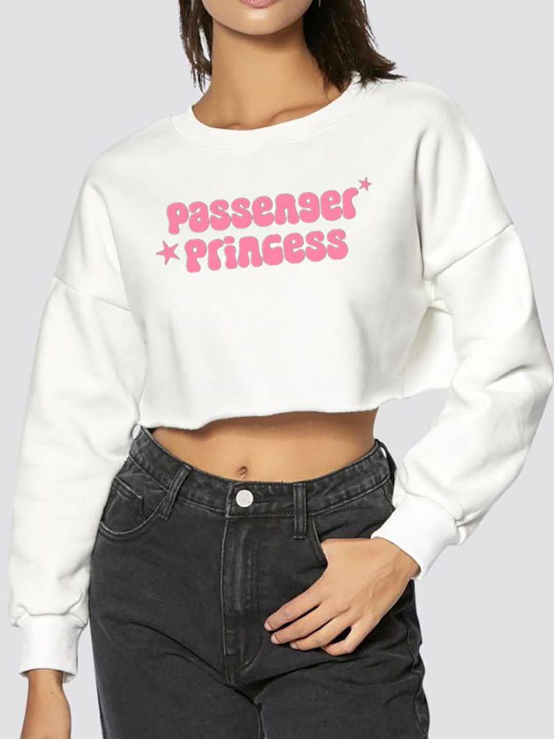 

StyleCast x Revolte Women Typography Printed Crop Top, White